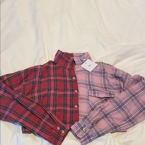 Cropped plaid multicolor shirt